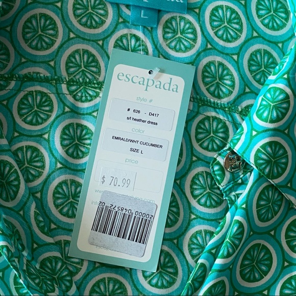 ESCAPADA | Emerald & White Cucumber Dress - Large (NWT) - Picture 3 of 10